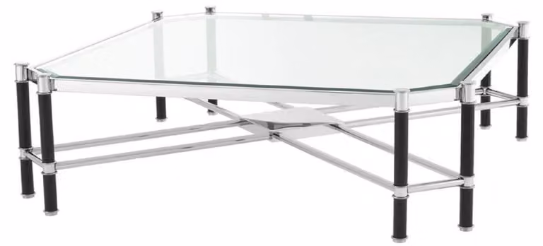 Tavolino Casa Padrino argento / nero 115 x 115 x h. 35 cm - Mobili Soggiorno
