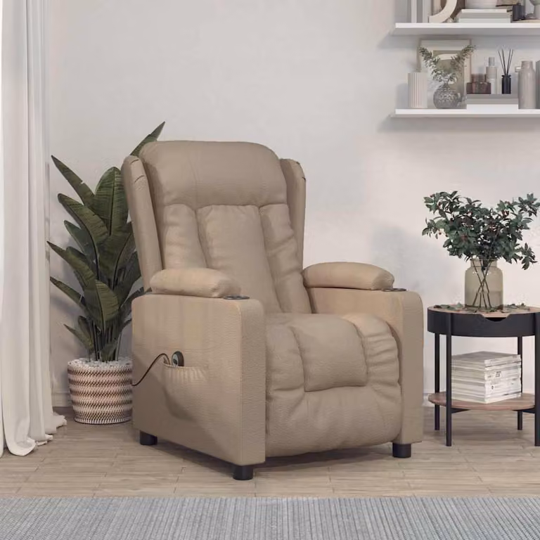 vidaXL Poltrona Reclinabile Elettrica in Similpelle Beige e Marrone con Braccioli e Struttura Moderna