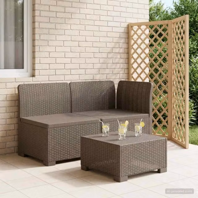 Divano da giardino a 2 posti vidaXL in rattan grigio con cuscini inclusi