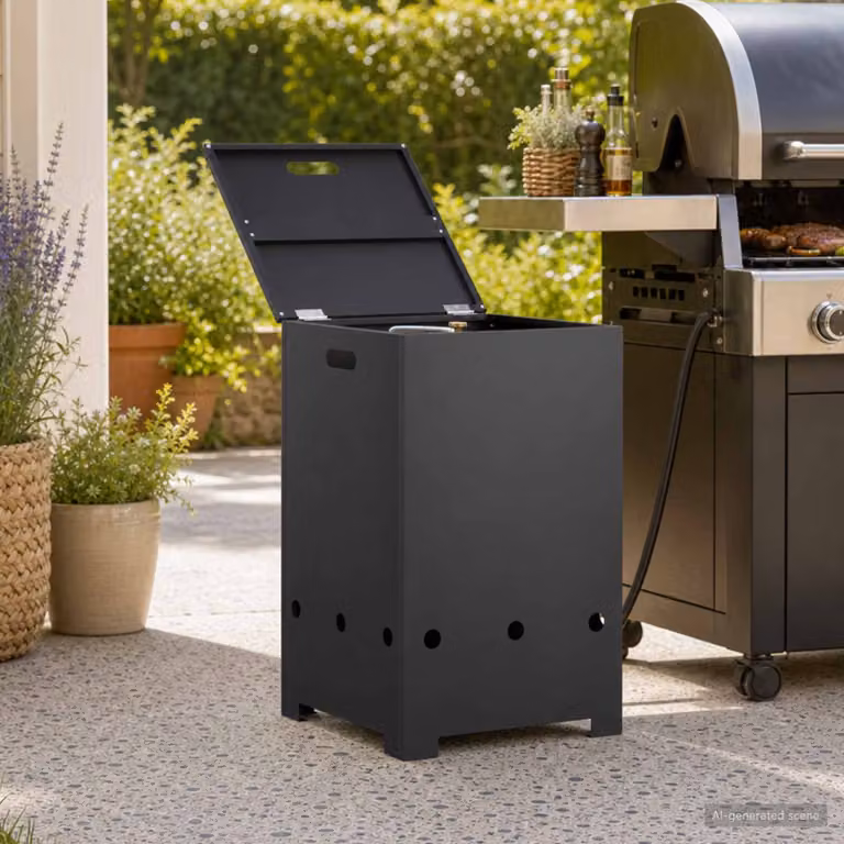 vidaXL Copribombola per propano 40 x 40 x 66 cm Acciaio Nero