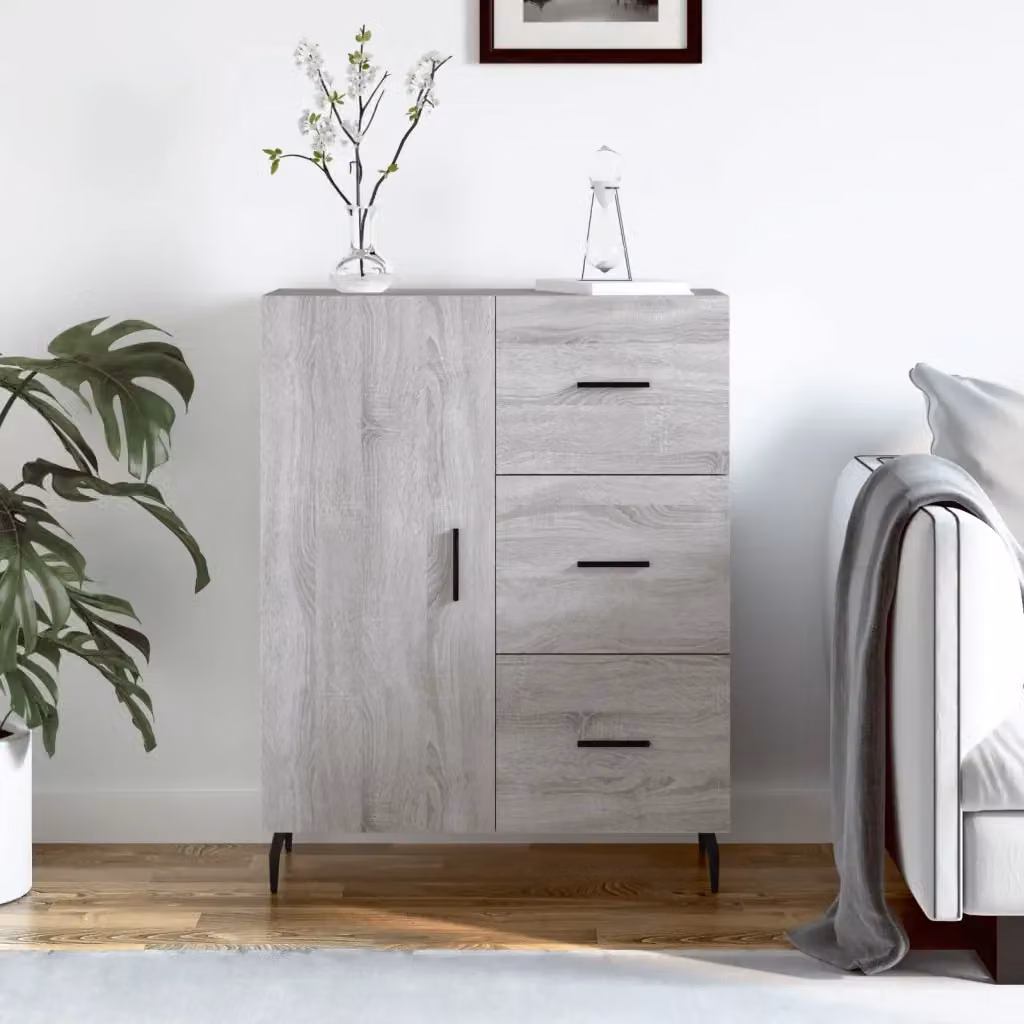 Credenza Buffet da pranzo in legno multistrato Grigio Sonoma L: 69,5 cm, P: 34 cm, H: 90 cm – 2