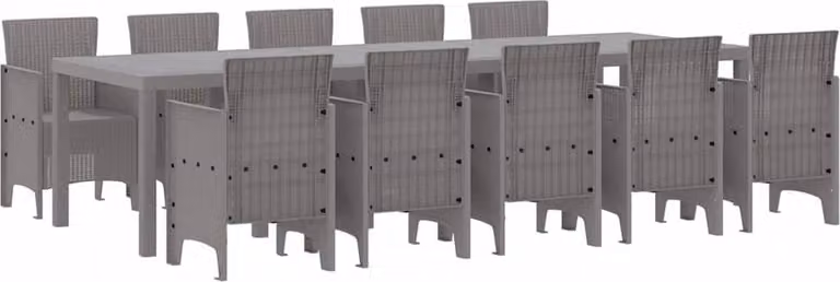 Set da Pranzo per Giardino 11 pcs Grigio chiaro Polipropilene