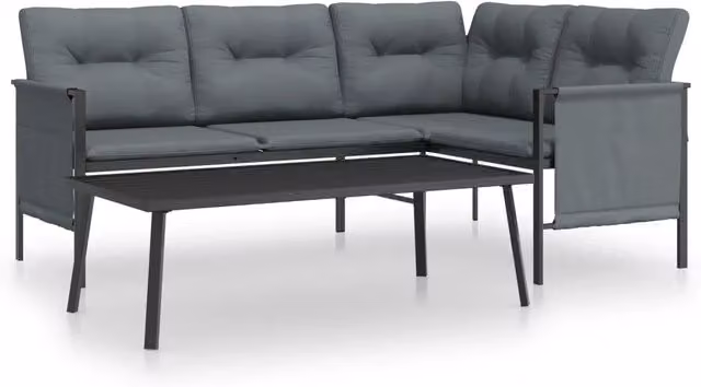 Set Salotto da Giardino 2 pz | Set di Mobili da Esterno in Acciaio Antracite