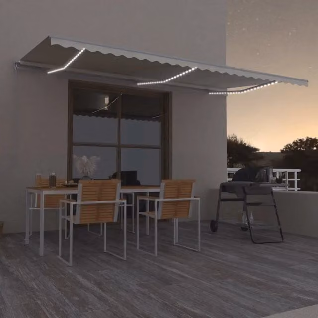 Tenda da Sole Retrattile Manuale con LED 600x300 cm Crema 3068962