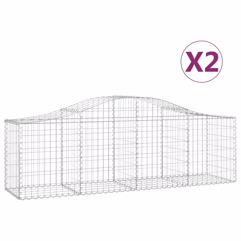 Set di 2 Cesti Gabbioni ad Arco vidaXL in Acciaio Zincato Argento L: 200 cm, P: 50 cm, H: 60-80 cm – 2