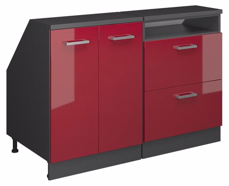 Mobile cucina sottotetto Vicco R-Line Rosso lucido 120 cm Set di 2 carcasse armadio profondità 60 cm, Model 60171