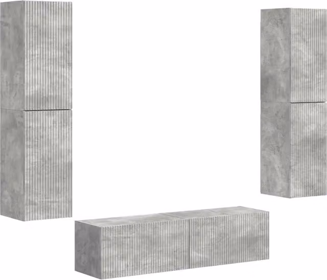 Set mobile TV 6 pz | Armadietto TV | Mobile Porta TV Grigio cemento Legno multistrato