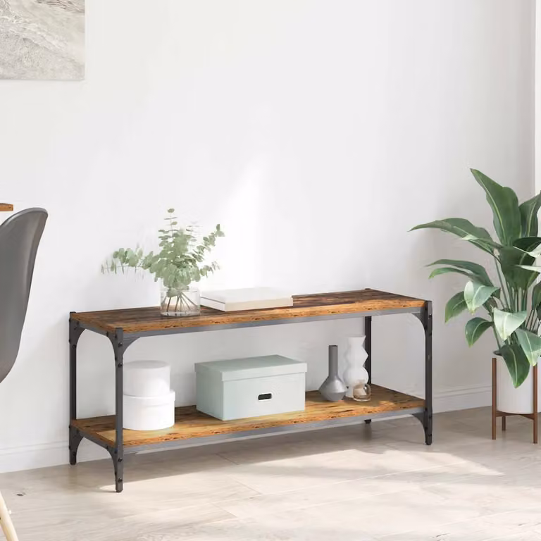 Mobile TV vidaXL in stile rustico color marrone con legno e metallo L/P/H: 100 x 33 x 41 cm