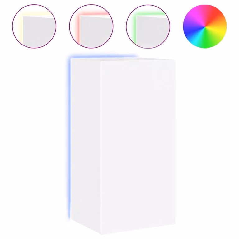Mobile TV a Parete con Luci LED Bianco 40,5x35x80 cm