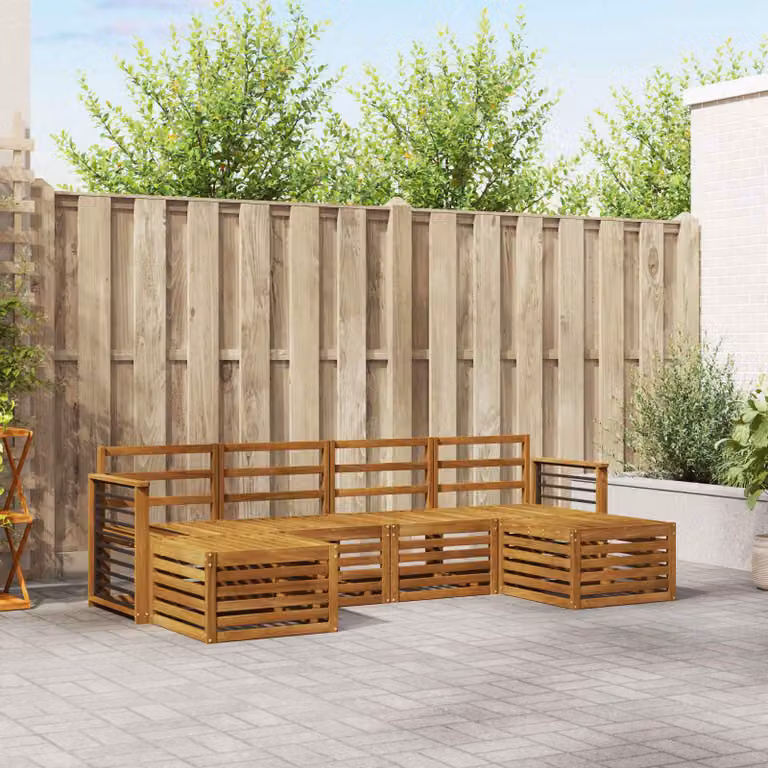 Set di divani da esterno vidaXL 6 pz in legno di acacia marrone con cuscini inclusi per giardino e terrazza