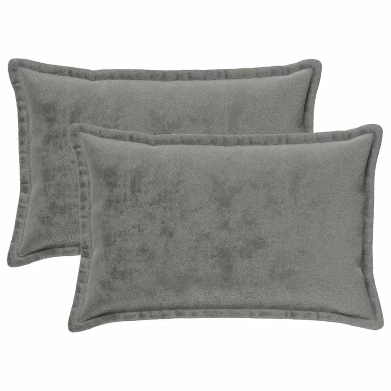 vidaXL Federa 2 pcs HOUTEN Grigio Scuro 50 x 80 cm Flanella