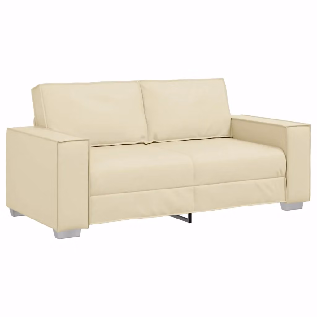 Divano a due posti moderno vidaXL in pelle sintetica beige con cuscini, L: 180 cm, P: 78 cm, H: 84 cm – 2