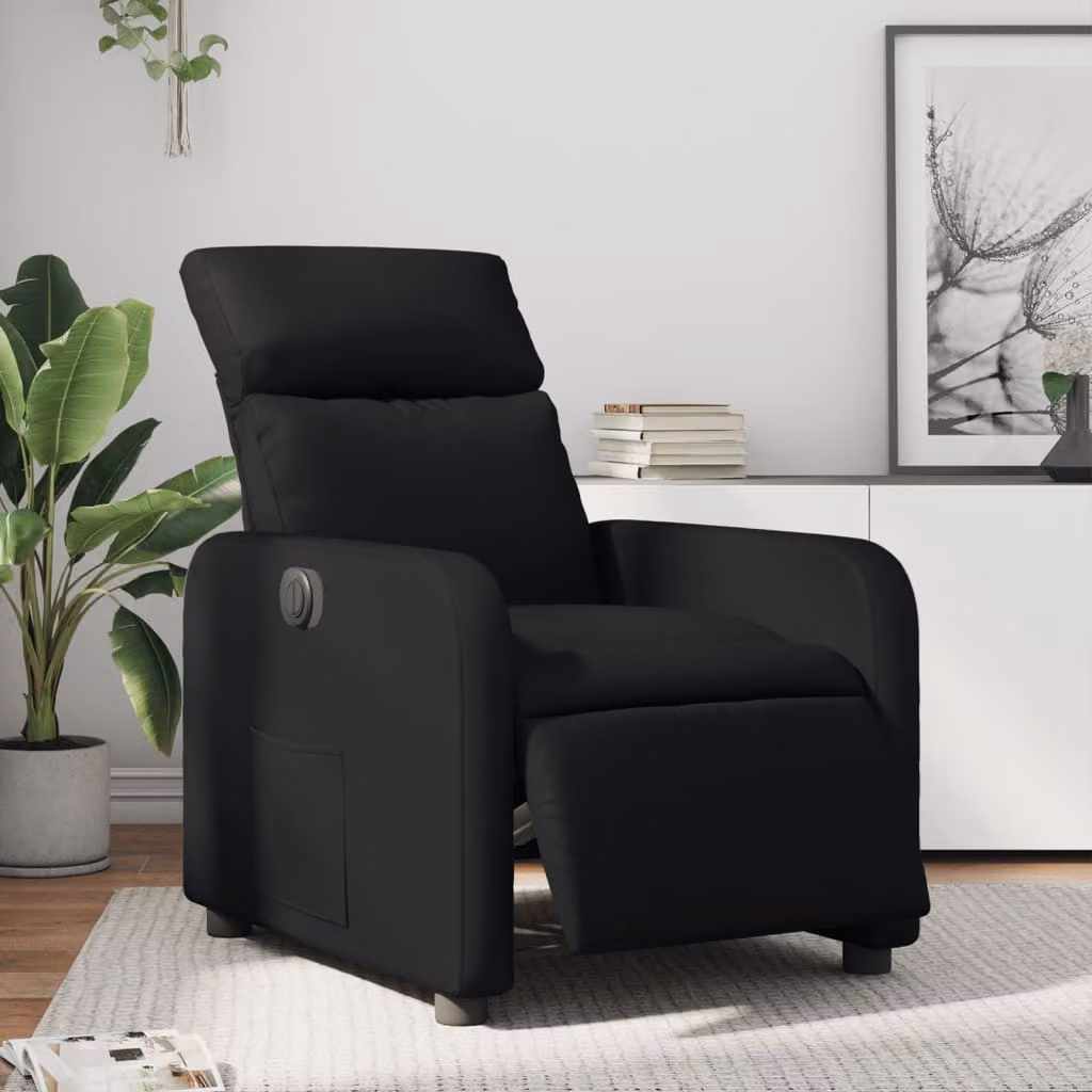 Poltrona Reclinabile Elettrica vidaXL in Similpelle Nera con Braccioli e Funzione Auto-Return – 1