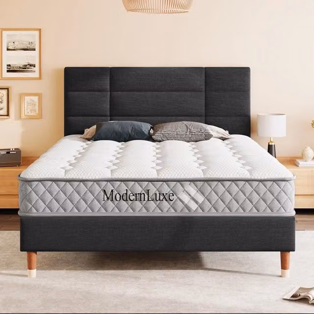 Letto Imbottito Matrimoniale con Rete a Doghe e Testiera ¨C Xylo ¨C Nero, 140x200