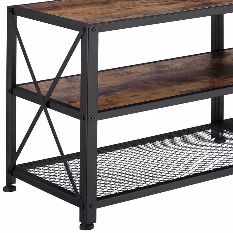 Mobile basso tectake in stile industriale color marrone con finitura opaca L: 161 cm, P: 41,5 cm, H: 50,5 cm