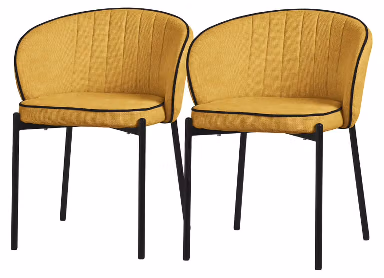 ML-Design set di 2 sedie da sala da pranzo senape sedie da cucina con rivestimento in tessuto gambe in metallo sedia da soggiorno con schienale sedie imbottite per sala da pranzo e cucina