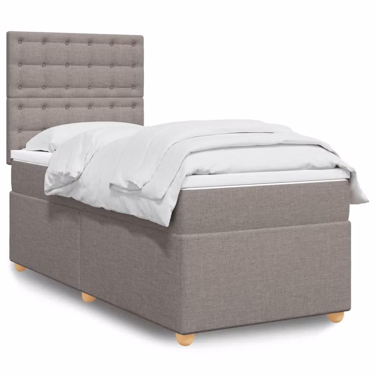 vidaXL Giroletto a Molle con Materasso Ibrido in Tessuto Tortora L/P/H: 80 x 200 cm