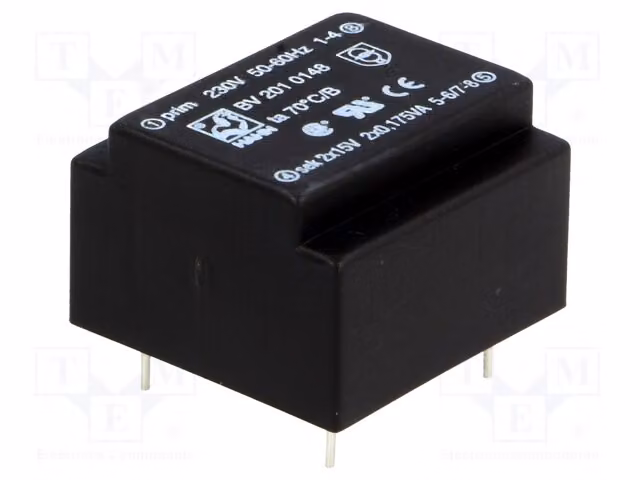 1 trasformatore: rivestito, 230 VAC, 15 V, 12 mA, 15 V, 0,35 VA, 12 mA, 25 g, BV 201 0148 - Tran