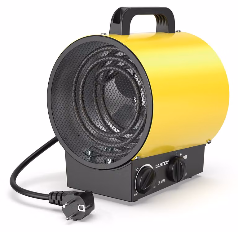 Stufa elettrica da officina, colore giallo - Potenza: 2000 W - Area di riscaldamento: 20 m²