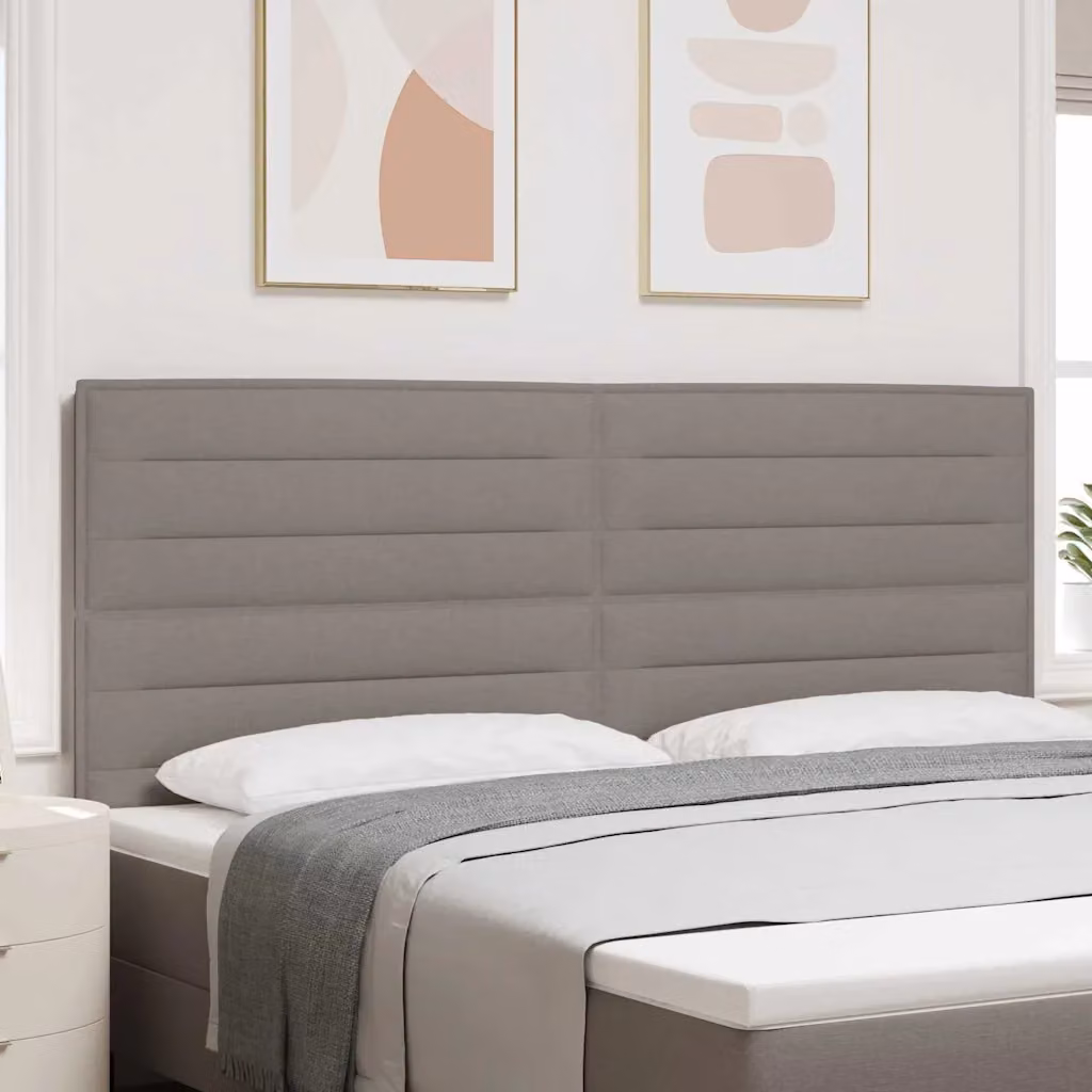 Testiera Letto con LED vidaXL in Tessuto e Legno di Pino, Moderna, Beige o Grigia, L: 128 cm, H: 7 cm, P: 11 cm