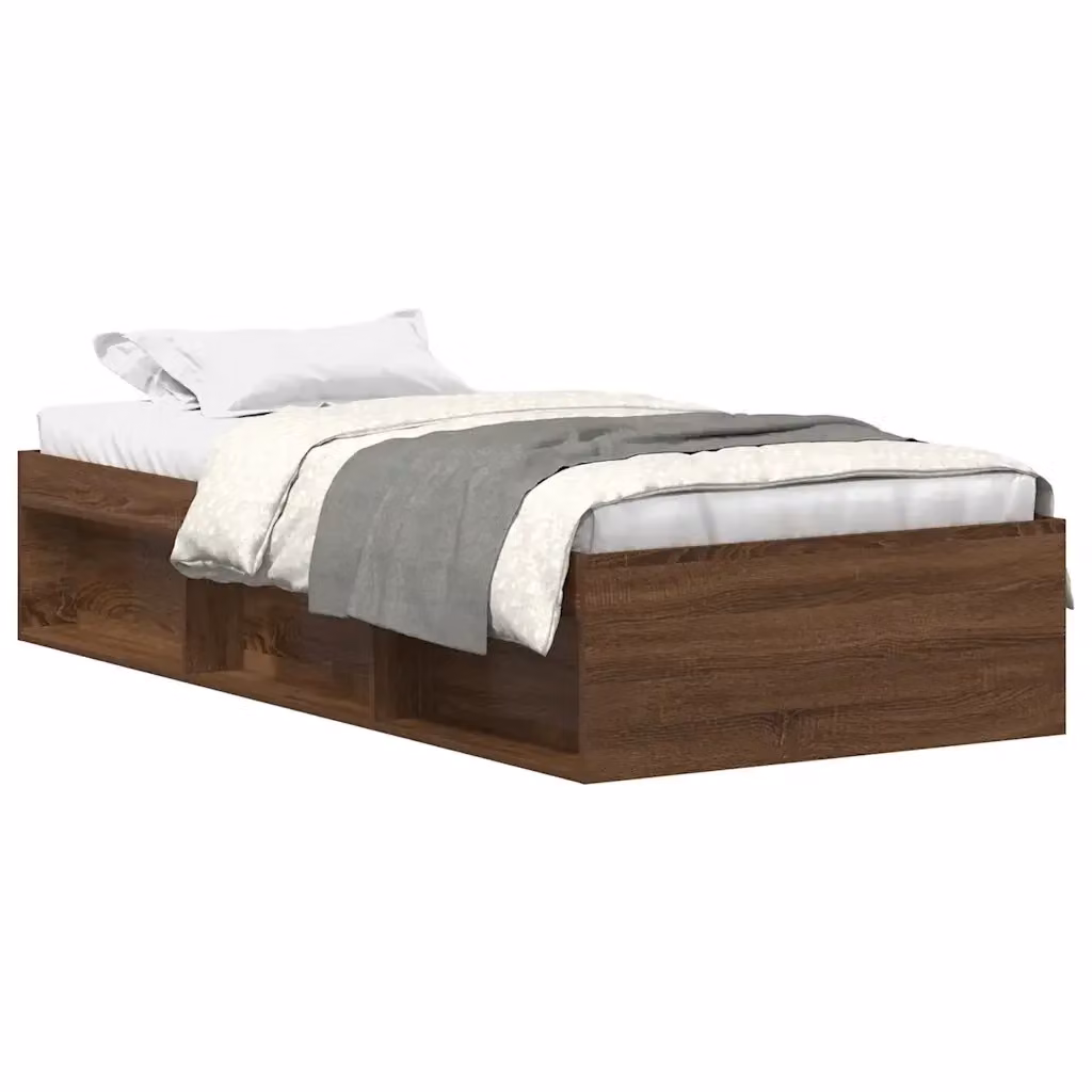 Letto con contenitore moderno vidaXL in legno di pino marrone L/P/H: 200 x 100 x 35 cm – 2