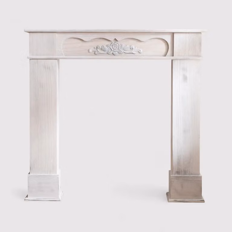 Asperula - Finto camino shabby chic bianco per salotto