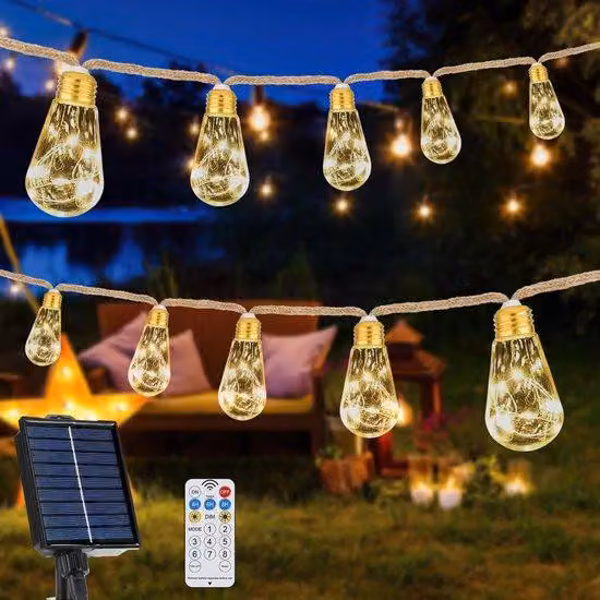 Azomor Illuminazione da esterno a energia solare con 16 luci e telecomando per giardino e feste