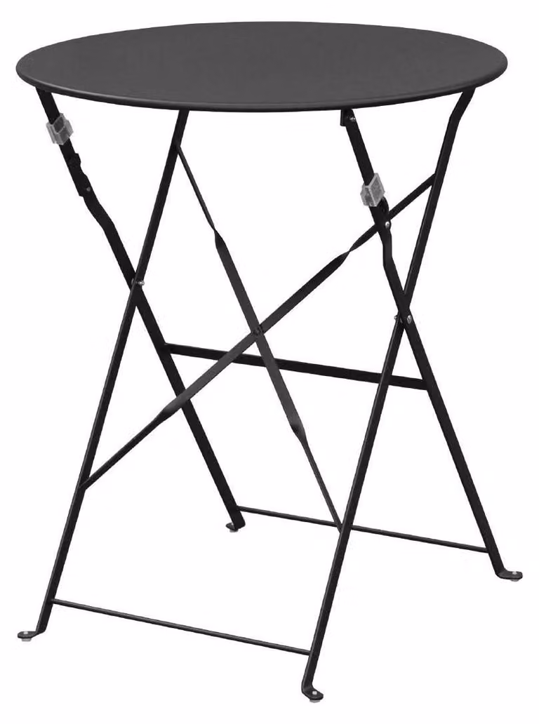 Tavolo rotondo in acciaio, stile rustico, colore nero, diametro 600 mm, per 2 posti