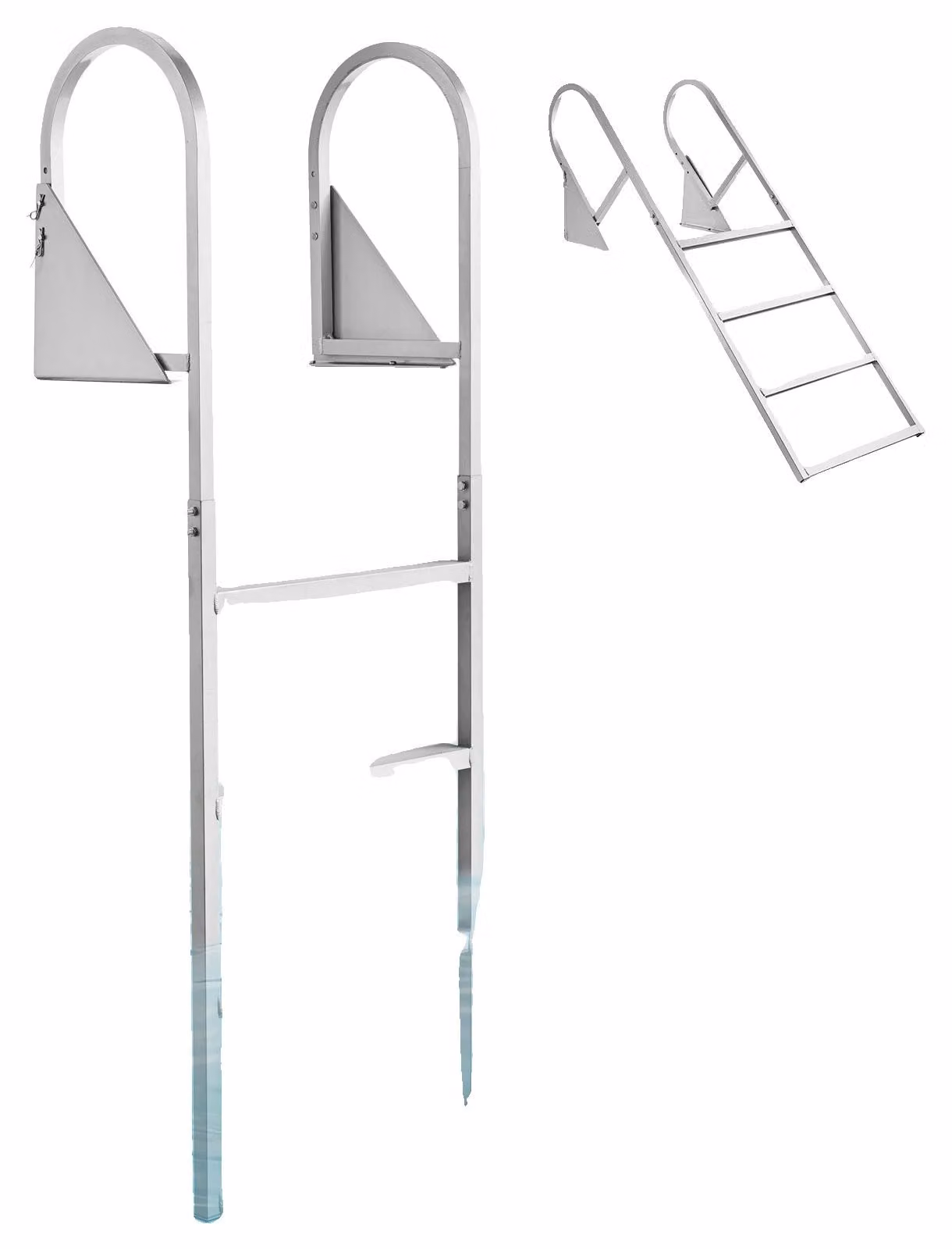 Scala pieghevole VEVOR per moli, scala per imbarcazioni con 4 gradini antiscivolo, pedali larghi e corrimano, scala per piscine con capacità di carico di 159 kg realizzata in lega di alluminio, scala di accesso per moli, piscine, laghi e imbarcazioni, col