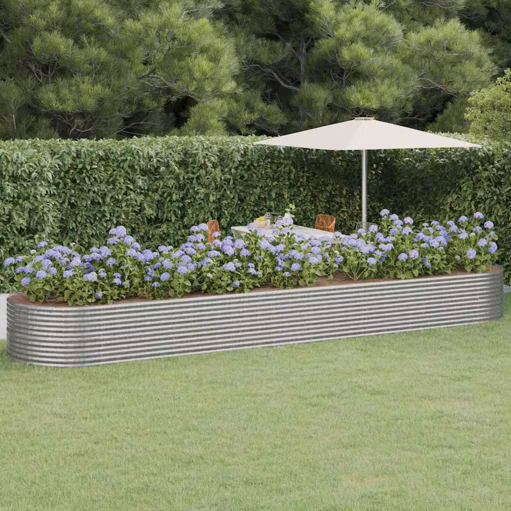 Letto da giardino rialzato vidaXL in acciaio color argento L: 584 cm, P: 140 cm, H: 68 cm