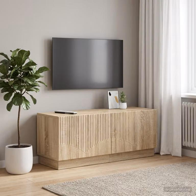 Mobile TV vidaXL in legno ingegnerizzato color rovere sonoma marrone con scomparti multimediali per il tuo soggiorno