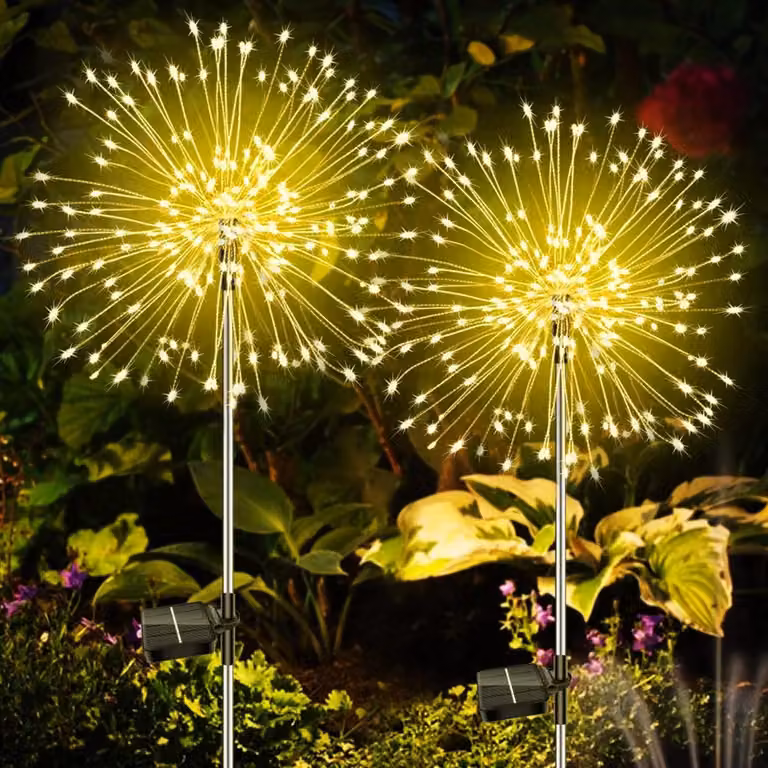 Set di 2 luci solari, con 150 LED, filo di rame, per l'esterno, ideale per il giardino