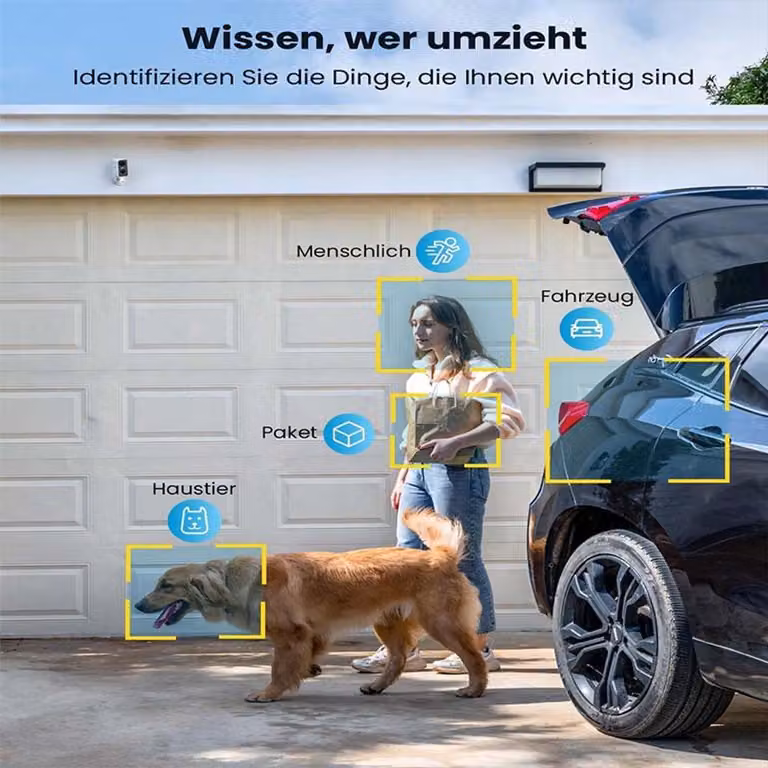 Telecamera di sicurezza wireless per esterni - Risoluzione HD da 5 MP - Visione notturna a colori - Alimentazione a batteria - Resistente agli agenti atmosferici