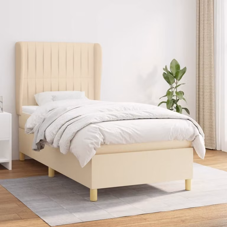 Maison Exclusive - Giroletto a Molle con Materasso Crema 90x200 cm inTessuto