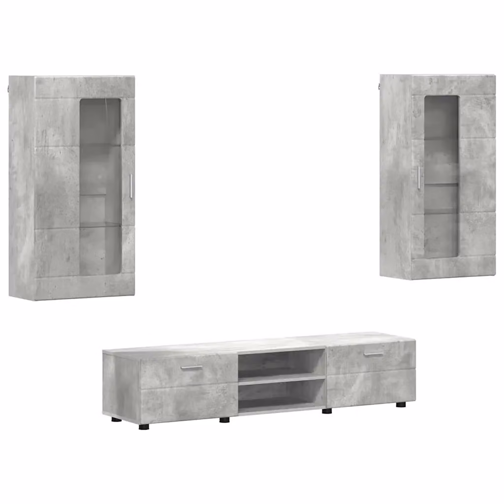 Set mobile TV moderno vidaXL FLORIN in 3 pezzi Grigio, L/P/H: 150 x 39 x 30 cm – 2