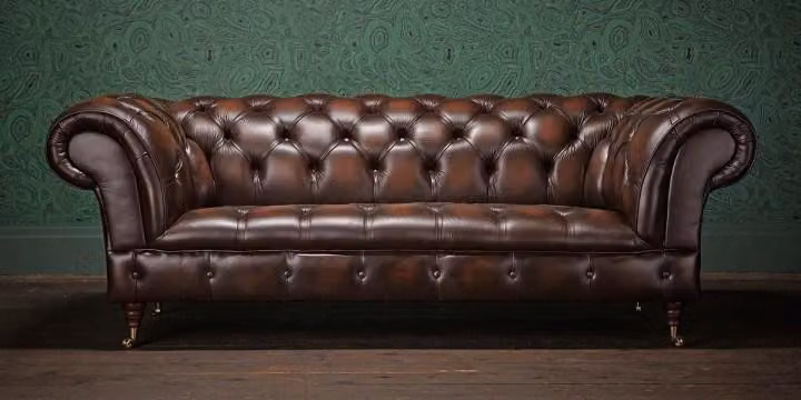 Chesterfield Design Luxus Polster Sofa Couch Sitz Garnitur Leder #128
