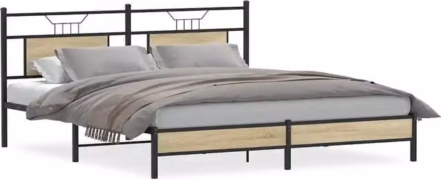 Letto matrimoniale moderno in legno e metallo color marrone L/P/H: 160 x 200 x 167 cm