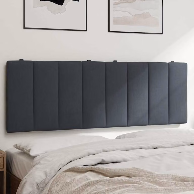 vidaXL Cuscino Testiera Hanko in Velluto Grigio, Larghezza: 120 cm