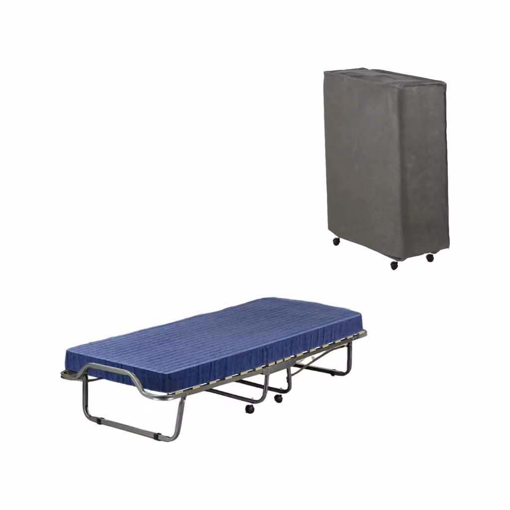 Letto pieghevole con materasso incluso DMORA, colore blu, L: 80 cm x P: 190 cm – 2
