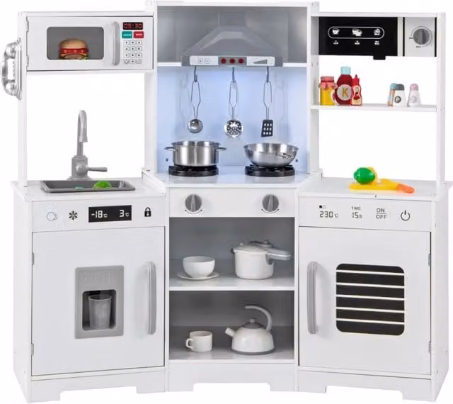 Cucina giocattolo per bambini con suoni e luci in legno MDF bianco L/P/H: 110 x 43 x 92 cm