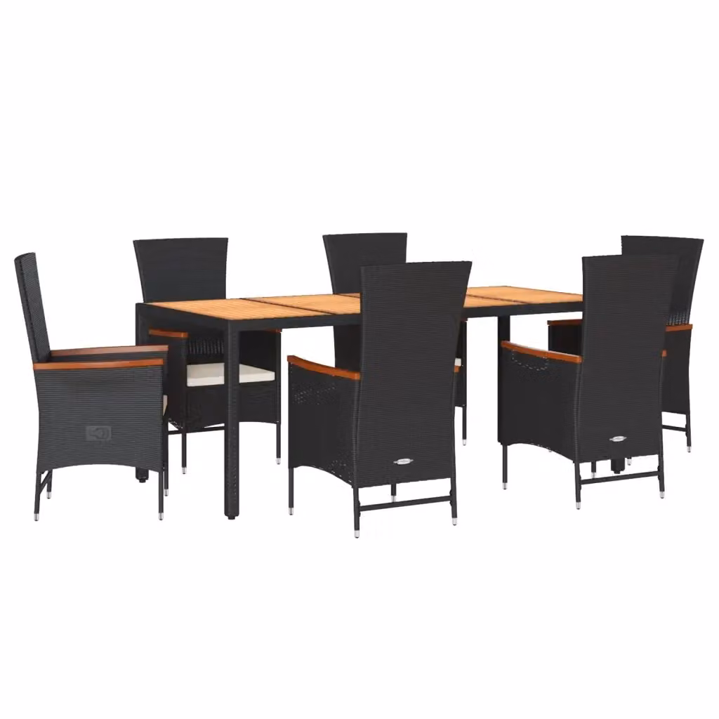 Set da Pranzo da Giardino vidaXL in Legno di Acacia e Polyrattan, 7 Pezzi, Moderno – 2