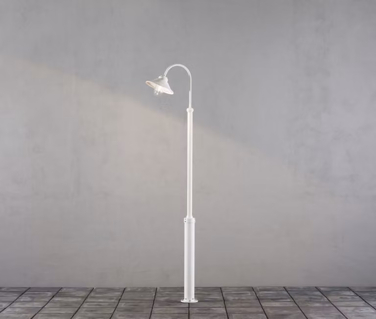 Konstsmide Vega White lampada da terra per lampadine ad incandescenza e a risparmio energetico - alluminio laccato bianco, vetro trasparente; 560-250
