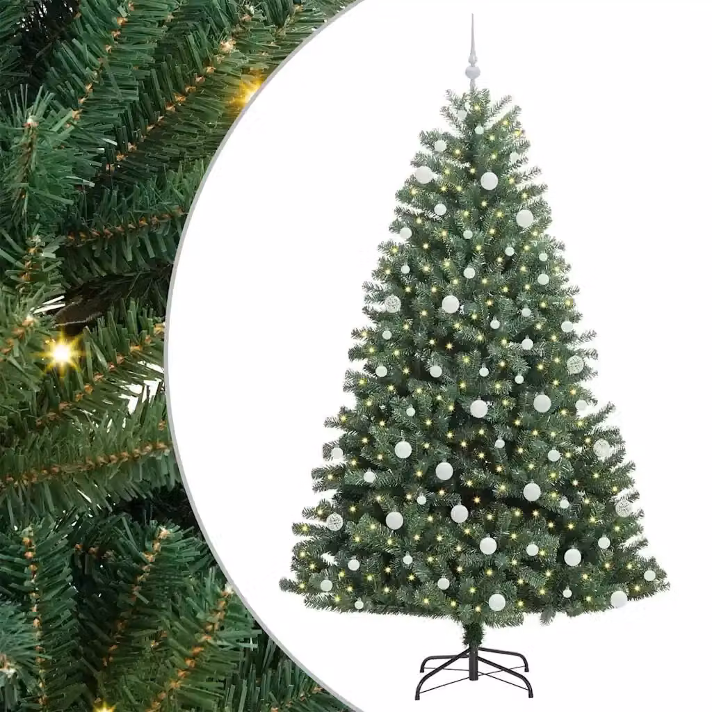 Albero di Natale artificiale verde con luci LED warm white vidaXL Altezza: 210 cm – 2