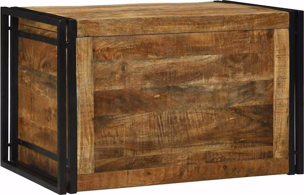 Scatola di Stoccaggio 80 x 50 x 50 cm Legno di Mango Grezzo