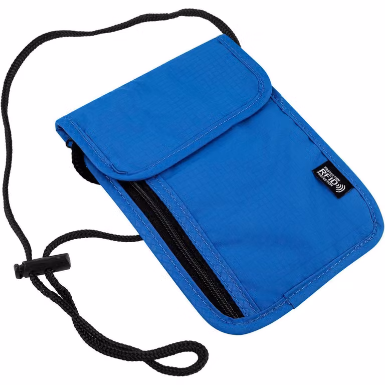 Portafoglio da viaggio unisex con protezione RFID, impermeabile, disponibile in nero e blu