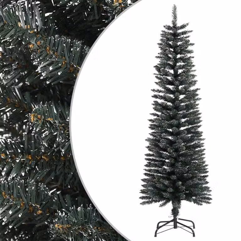 The Living Store Albero di Natale artificiale con supporto Slim Green 150 cm PVC