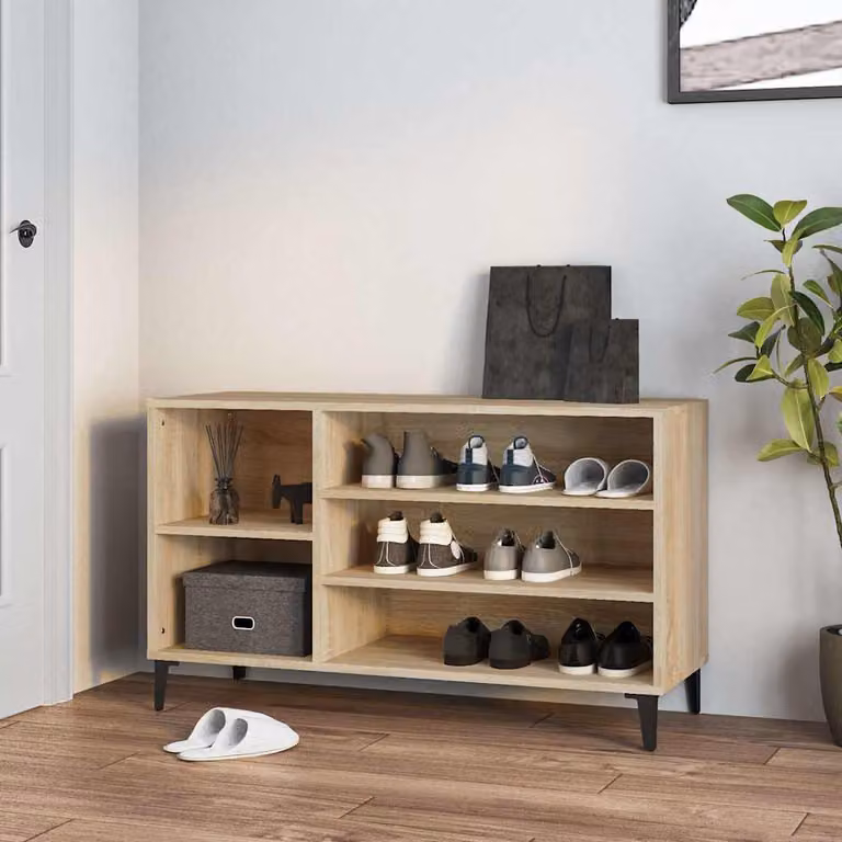 Scarpiera moderna vidaXL in rovere con ripiani piatti, L/P/H: 102 x 36 x 60 cm