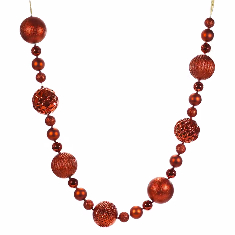 VESTIAMO CASA Ghirlanda Natalizia Rossa e Oro con Sfere Decorative, Lunghezza: 180 cm