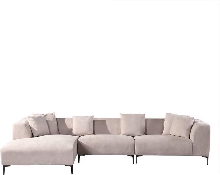 Home Deluxe Divano angolare TORINO - Colore: Beige, Versione: Sinistra - 344 x 74 x 178 cm I Divano in velluto, divano, zona giorno
