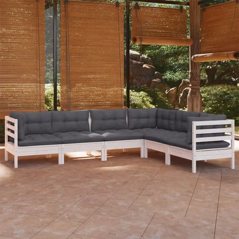 Maison Exclusive - Set Divani da Giardino 6 pz con Cuscini BiancLegno di Pino
